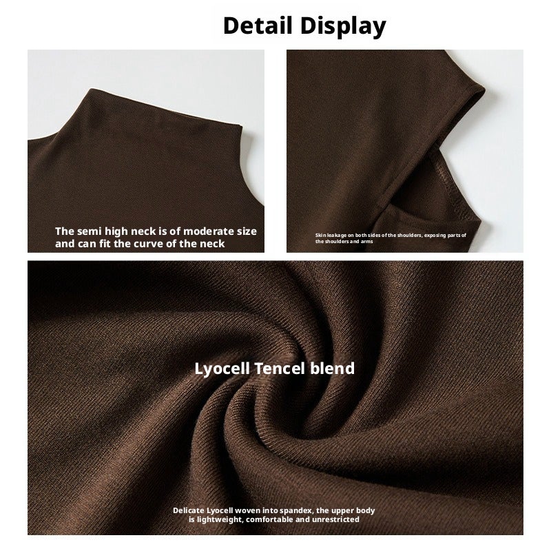 Women's Tencel Blend Mock Neck Slim Fit Long Sleeve T-Shirt - Image 4
