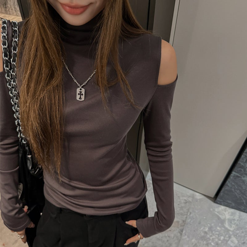 Women's Tencel Blend Mock Neck Slim Fit Long Sleeve T-Shirt - Image 1