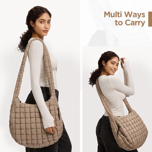 Babysun Puffer Tote Bag for Women Large Quilted Tote Bag Quilted Carryall Bag Soft Puffy Crossbody Bag Hobo Handbags Puff Purse - Image 2