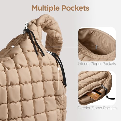 Babysun Puffer Tote Bag for Women Large Quilted Tote Bag Quilted Carryall Bag Soft Puffy Crossbody Bag Hobo Handbags Puff Purse - Image 5