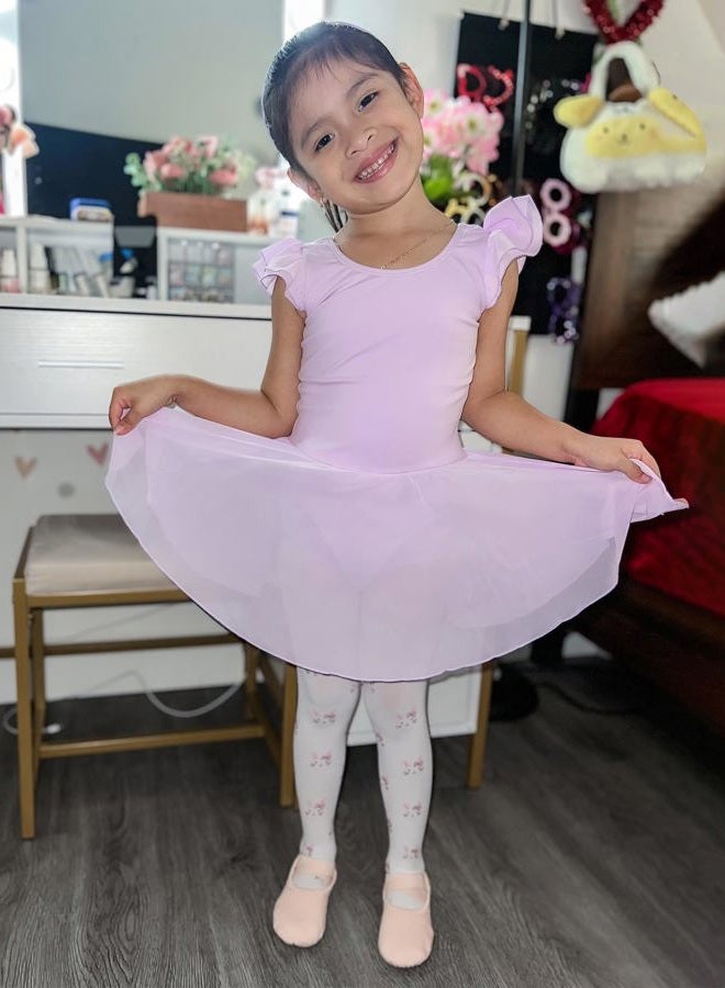 Stelle Girls Ballet Short Sleeve Dress Leotard for Dance, Gymnastics and Ballet(Toddler/Little Girl/Big Girl) (Light Purple(Ruffle Sleeve),4T) - Image 2