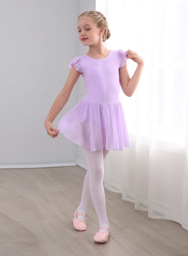Stelle Girls Ballet Short Sleeve Dress Leotard for Dance, Gymnastics and Ballet(Toddler/Little Girl/Big Girl) (Light Purple(Ruffle Sleeve),4T) - Image 5