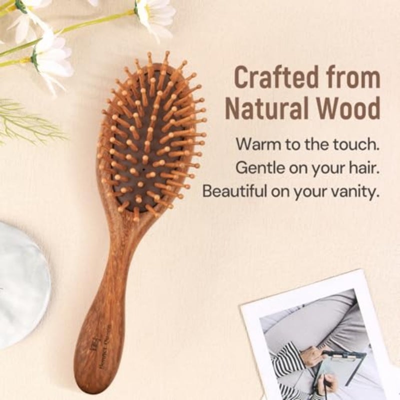 BONNET QUEEN Natural Wooden Hair Brush and Scalp Massager 2-in-1 Detangling Paddle Hair Brush with Wooden Pins, Dual-Sided Scalp, Face, Neck and Shoulder Massage Brush, Anti-Static and Frizz-Free - Image 5