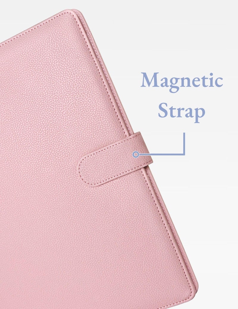 Mymazn Padfolio Portfolio Folder, Faux Leather Interview Resume Folder with Document Organizer & Business Card Holder, Letter-Sized Notepad Legal Pad Holder for Men Women (Pink) - Image 5