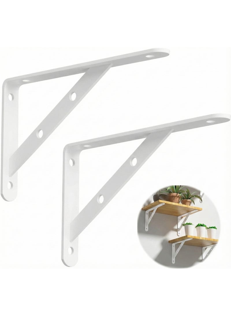 2 Pcs Heavy Duty Tabletop Support Brackets – L-Shaped Right Angle Wall Mounted Shelf Brackets – Strong & Durable Shelf Supports for Tables, Desks, Bar Tops – White - Image 1