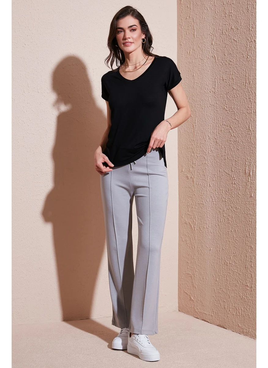 Lela Stretch Slim Fit High Waist Wide Leg Grass Tracksuit Bottoms Women's Tracksuit Bottoms 5866078