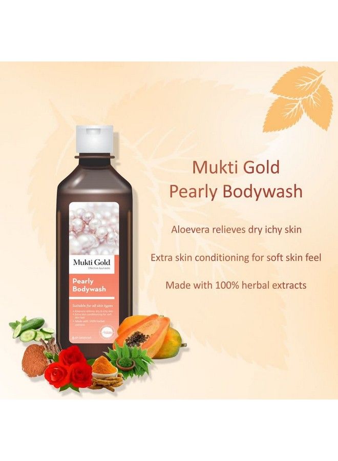 Mukti Gold Pearly Bodywash 250Ml (Pack Of 2) Useful For All Skin Types Aloevera Relieves Dry & Ichy Skin Extra Skin Conditioning For Soft Skin Feel Made With 100% Herbal Extracts