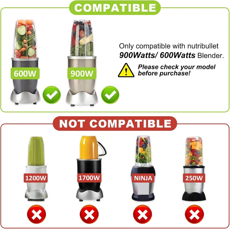Feilifan شفرة مستخرج بديلة، مناسبة لسلسلة شفرات مستخرج NutriBullet 600w / 900w Pro مع حلقات ختم سيليكون مطاطية O لقطع غيار استبدال شفرة الخلاط NutriBullet - Image 4