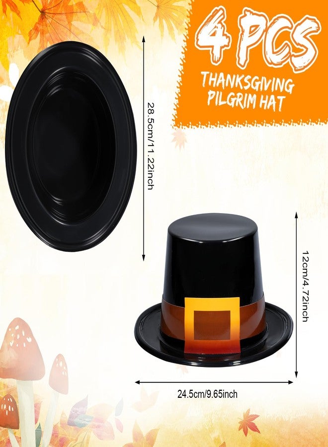 Liliful 4 Pcs Pilgrim Hats Thanksgiving Hat Thanksgiving Novelty Top Hats Cosplay Costume Accessory for Adults(Brown,Glossy) - Image 2