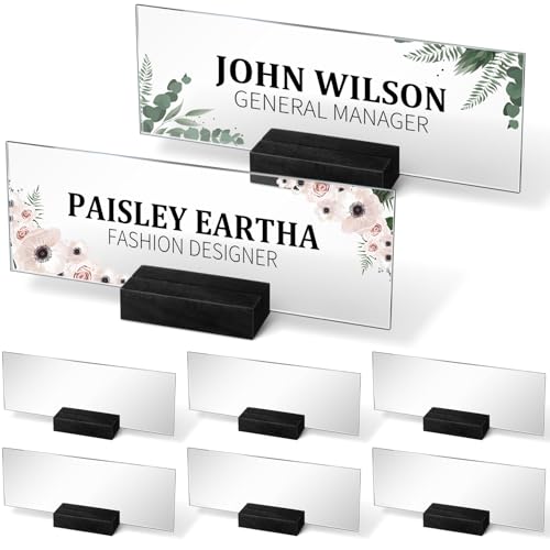 Memorywuu 6 Set Personalized Acrylic Custom Name Plate for Desk Back to School 2958 Inch with Wooden Desk Tags for Teacher Employee Appreciation Gifts Wedding Place Cards OfficeBlack Color - Image 1