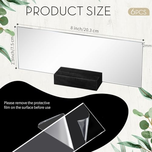Memorywuu 6 Set Personalized Acrylic Custom Name Plate for Desk Back to School 2958 Inch with Wooden Desk Tags for Teacher Employee Appreciation Gifts Wedding Place Cards OfficeBlack Color - Image 3