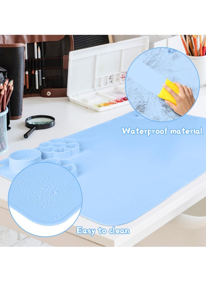SOLARAE Silicone Craft Mat,  Nonslip Silicon Mat for Painting 23.6x15.7 Inches Silicon Art Mat for Children with Palette for Painting, Clay, DIY, Resin, Play Doh (Blue) - Image 5