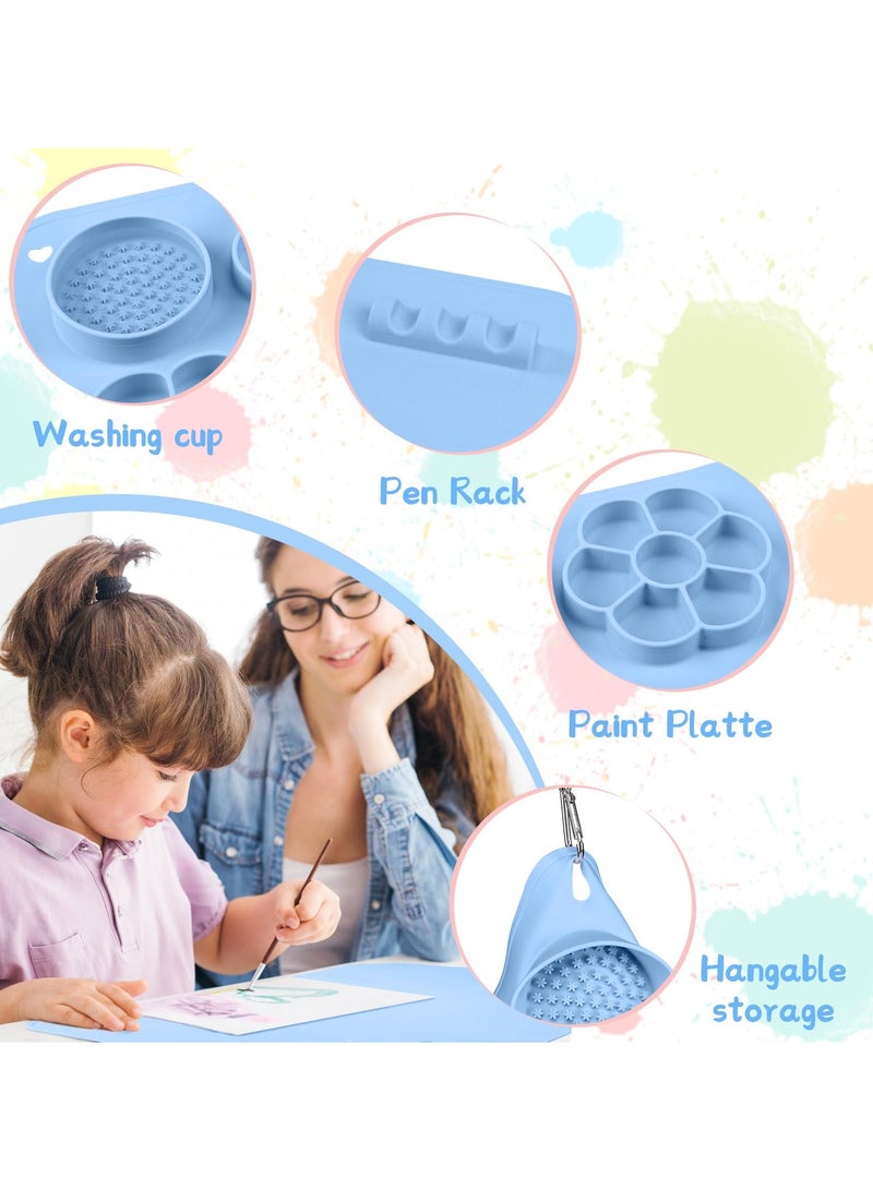 SOLARAE Silicone Craft Mat,  Nonslip Silicon Mat for Painting 23.6x15.7 Inches Silicon Art Mat for Children with Palette for Painting, Clay, DIY, Resin, Play Doh (Blue) - Image 2