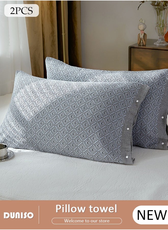 DUNISO 2 PCS Cotton Pillow Cases, 100% Cotton Washable Pillow Covers, Soft Breathable Pillow Covers with Side Button, Detachable Bed Pillowcases for Dorm Rooms, Guest Room and Bedroom  - Image 1