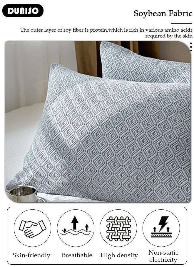 DUNISO 2 PCS Cotton Pillow Cases, 100% Cotton Washable Pillow Covers, Soft Breathable Pillow Covers with Side Button, Detachable Bed Pillowcases for Dorm Rooms, Guest Room and Bedroom  - Image 3