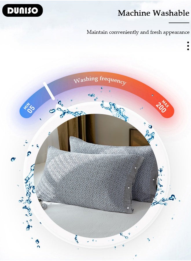 DUNISO 2 PCS Cotton Pillow Cases, 100% Cotton Washable Pillow Covers, Soft Breathable Pillow Covers with Side Button, Detachable Bed Pillowcases for Dorm Rooms, Guest Room and Bedroom  - Image 5