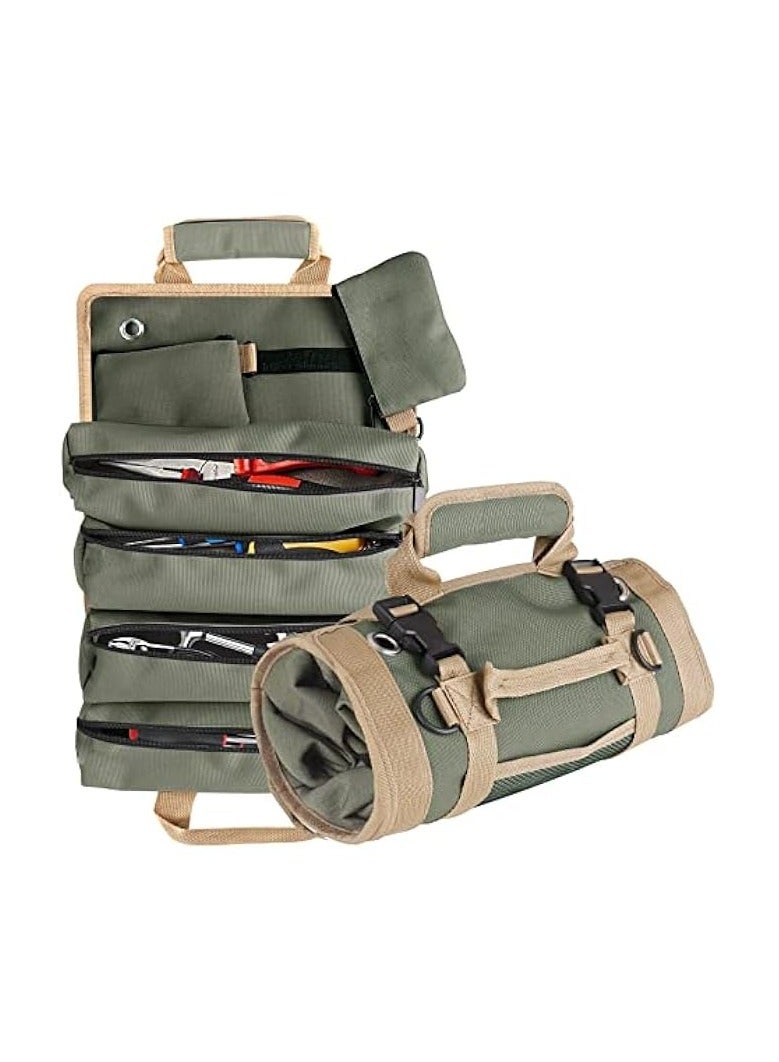 إيروريكس حقيبة أدوات قابلة للطي، منظم أدوات من قماش أكسفورد مع 4 جيوب بسحاب وجيبين قابلين للفصل، حقيبة أدوات قابلة للطي متعددة الأغراض للميكانيكي والكهربائي - Image 4
