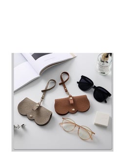 Golden Soft Leather Sunglasses Bag Eyeglass Case,Portable Slim Travel Sunglasses Pouch,Anti-Stress Sun Glasses Storage Bag with Lanyard,Glasses Protective Case,Spectacle Case(Brown)  - Image 4