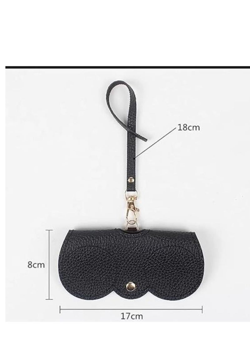Golden Soft Leather Sunglasses Bag Eyeglass Case,Portable Slim Travel Sunglasses Pouch,Anti-Stress Sun Glasses Storage Bag with Lanyard,Glasses Protective Case,Spectacle Case(Brown)  - Image 2