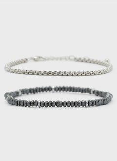 2 Pack Beaded Chain Bracelet Set
