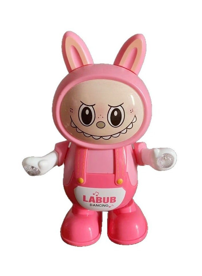 دمية لابوبو راقصة تعمل بالبطارية مع ضوء وصوت LABUBU تتحدث وتكرار الكلام (وردي) - Image 1