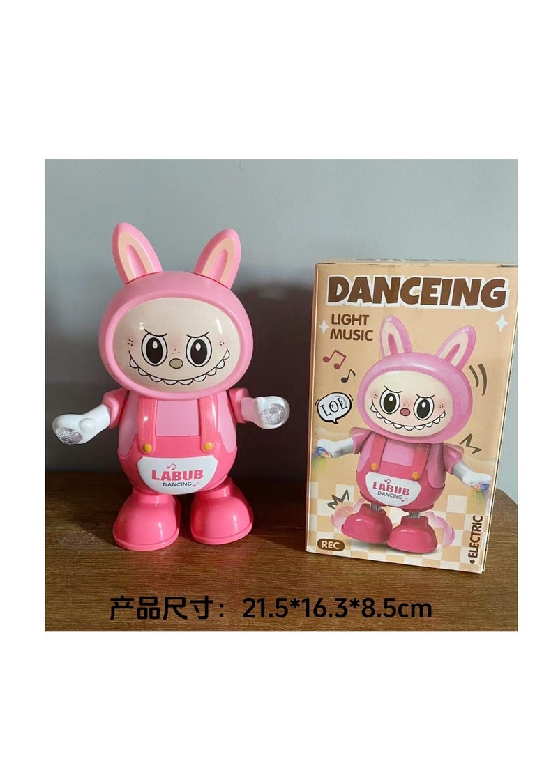 دمية لابوبو راقصة تعمل بالبطارية مع ضوء وصوت LABUBU تتحدث وتكرار الكلام (وردي) - Image 2