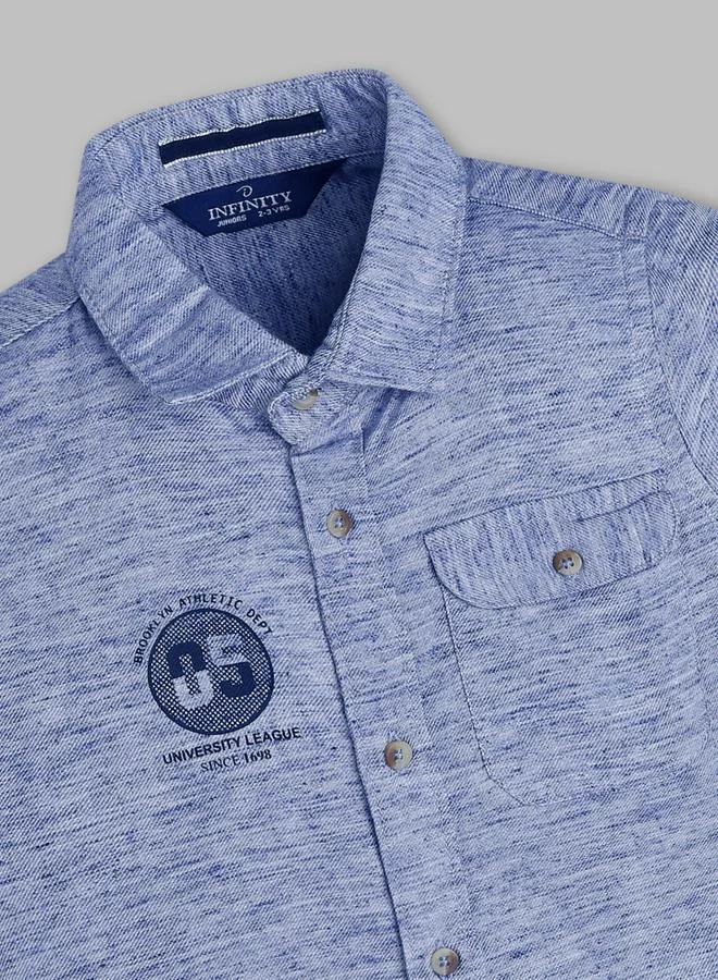Infinity Kids Navy Blue Cotton Short Sleeve Shirt