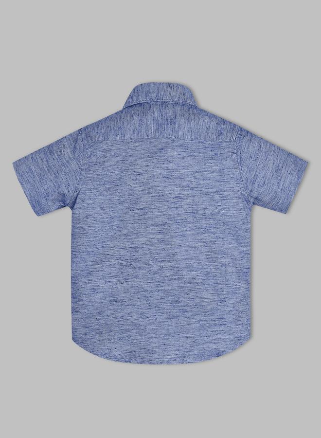 Infinity Kids Navy Blue Cotton Short Sleeve Shirt - Image 3