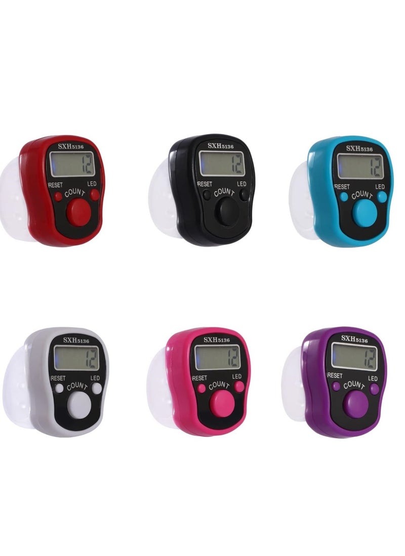 Generic - Digital electronic tasbeeh counter with LCD screen and LED light, 6 pieces, multi-colored - Image 1