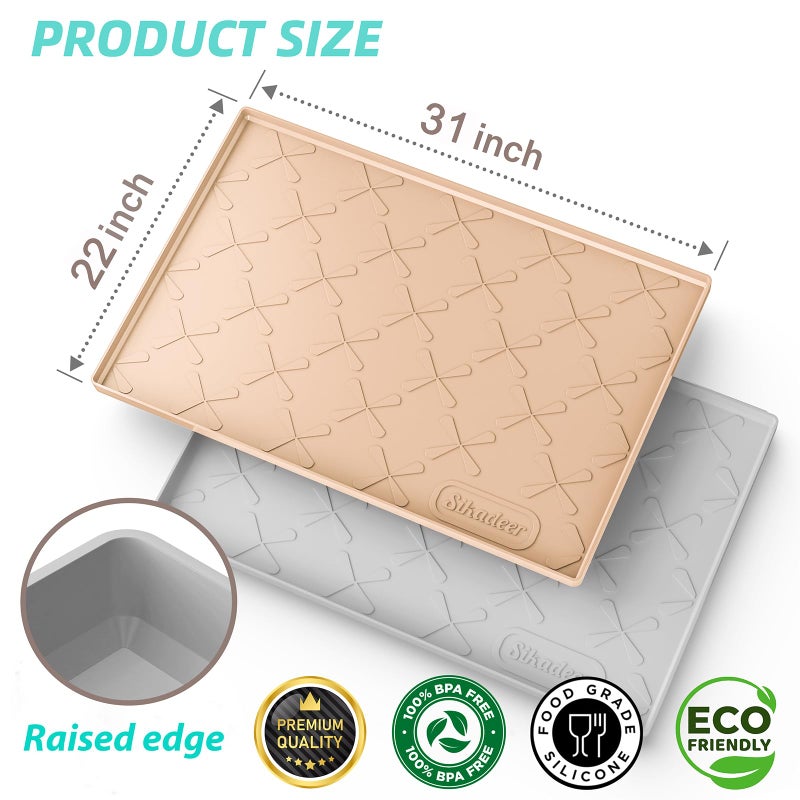 Sika deer SIKADEER 31" x 22" Under Sink Mat Waterproof, Silicone Mat Kitchen Drawer Shelf and Cabinet Liner, Sink Protector for Kitchen Organizers and Storage, Boot Tray Pet Food Mats - Image 3
