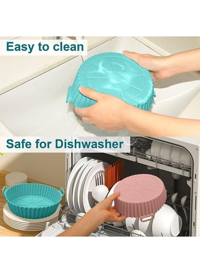 CAZADORA 2PCS Silicone Air Fryer Liners – 8 Inch Round Reusable Baking Tray Insert – Non-Stick, Heat Resistant, BPA-Free, Food-Grade Silicone – Dishwasher Safe, Eco-Friendly, Easy to Clean – Compatible with Most Air Fryers Including Extra Large Sizes – Keeps Basket Clean and Oil-Free – Safe Cooking with Crisp Results – Suitable for Frying, Baking, Steaming, and Reheating – Ideal for Healthy Cooking – Flexible Design with High Sides for Spill Protection – Includes 5 Modern Colors: Red, Light Blue, Bronze, Grey, Pink – Thick and Durable Silicone Material – Prevents Food Sticking or Burning – Foldable and Space-Saving – Perfect for Everyday Use – Must-Have Kitchen Accessory – Premium Quality – Model Number: 7015 – Universal Fit – Designed for Modern Homes and Kitchens – 20.3 cm Diameter, 6.4 cm Height – Practical, Multi-Use, Easy to Store, Heat Safe up to 230°C - Image 3