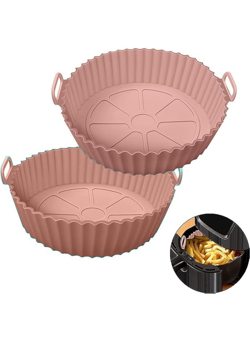 CAZADORA 2PCS Silicone Air Fryer Liners – 8 Inch Round Reusable Baking Tray Insert – Non-Stick, Heat Resistant, BPA-Free, Food-Grade Silicone – Dishwasher Safe, Eco-Friendly, Easy to Clean – Compatible with Most Air Fryers Including Extra Large Sizes – Keeps Basket Clean and Oil-Free – Safe Cooking with Crisp Results – Suitable for Frying, Baking, Steaming, and Reheating – Ideal for Healthy Cooking – Flexible Design with High Sides for Spill Protection – Includes 5 Modern Colors: Red, Light Blue, Bronze, Grey, Pink – Thick and Durable Silicone Material – Prevents Food Sticking or Burning – Foldable and Space-Saving – Perfect for Everyday Use – Must-Have Kitchen Accessory – Premium Quality – Model Number: 7015 – Universal Fit – Designed for Modern Homes and Kitchens – 20.3 cm Diameter, 6.4 cm Height – Practical, Multi-Use, Easy to Store, Heat Safe up to 230°C - Image 1