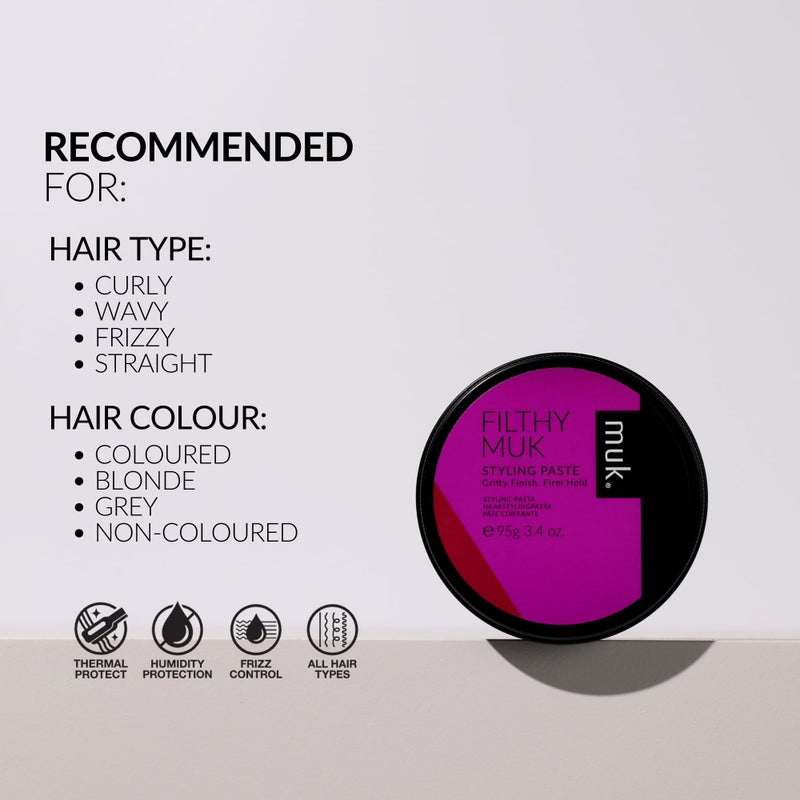 MUK. Haircare Filthy Gritty Finish Styling Paste, Hair Product, Hair Paste For Men, Firm Hold, Gritty Finish, Medium Shine - 3.4oz - Image 4