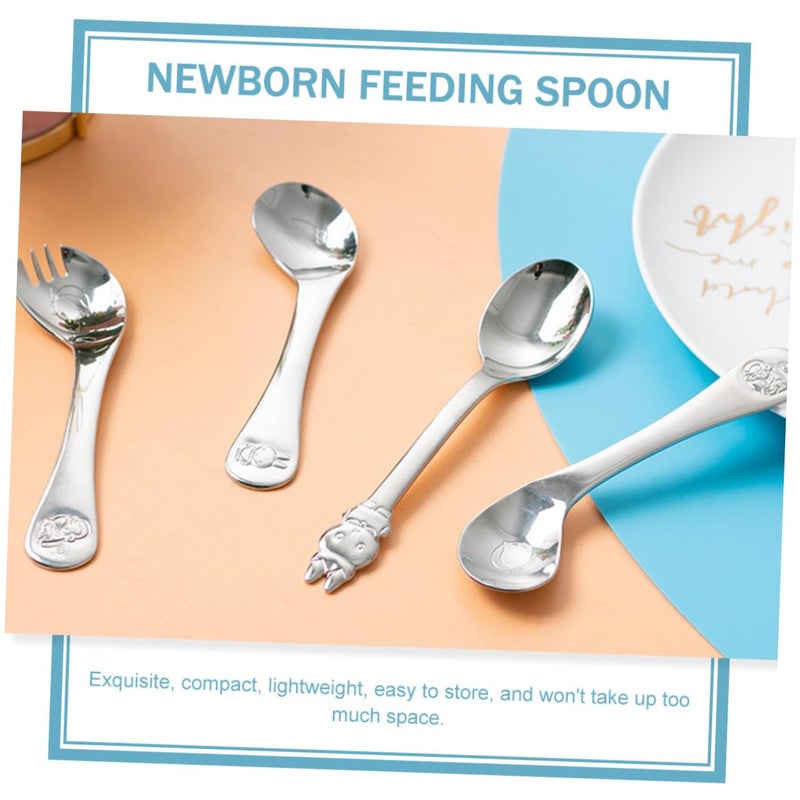 Stainless Steel Baby Self Feeding Spoon Safe Rounded Edges Training Utensil for First Stage Learning - Image 5