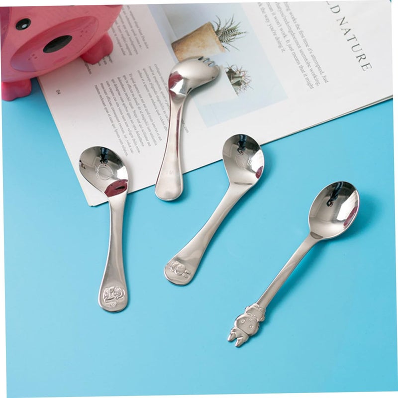 Stainless Steel Baby Self Feeding Spoon Safe Rounded Edges Training Utensil for First Stage Learning - Image 4