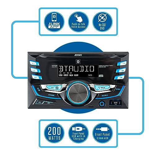 JENSEN MPR420 7 Character LCD Double DIN Car Stereo Receiver | Push to Talk Assistant | Bluetooth Hands Free Calling & Music Streaming | AM/FM Radio | USB Playback & Charging | Not a CD Player - Image 4
