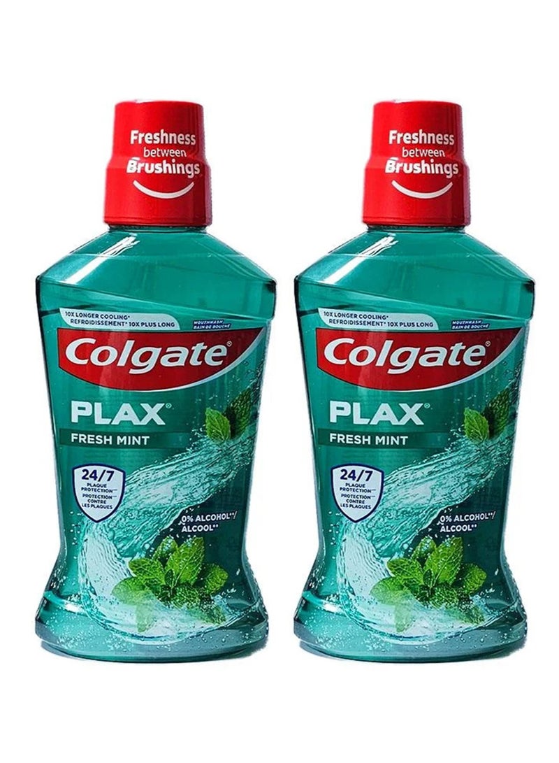 Colgate Pack Of 2 Colgate Plax Fresh Mint Mouthwash 500ml - Image 2