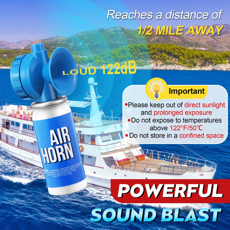 Saillong 2 Pack 1.4oz Marine Boat Air Horn, Loud Air Horns for Safety, Mini Small Blow Fog Bear Horn, Meet Coast Guard, Emergency Use for Marine Boating Sporting Events Outdoor Alarm - Image 2