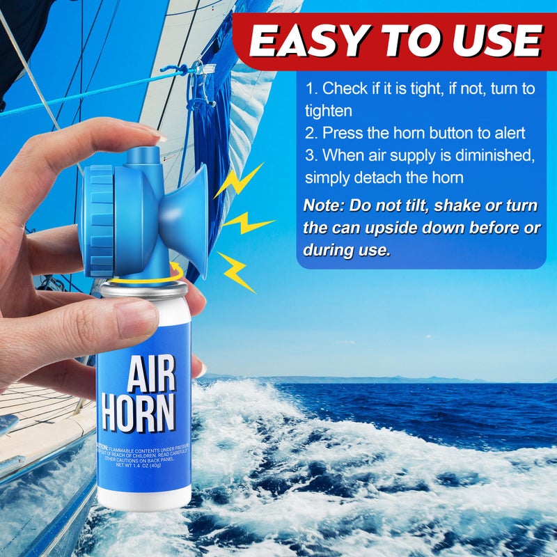 Saillong 2 Pack 1.4oz Marine Boat Air Horn, Loud Air Horns for Safety, Mini Small Blow Fog Bear Horn, Meet Coast Guard, Emergency Use for Marine Boating Sporting Events Outdoor Alarm - Image 5