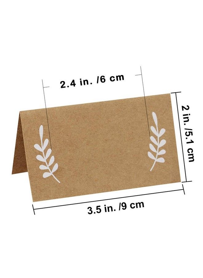 Supla 100 Pcs Place Cards With White Laurel Leaves Kraft Paper Cards Rustic Wedding Table Name Number Blank Table Tent Cards Table Name Tags Table Card Seating Cards Buffet Table Cards  - Image 3
