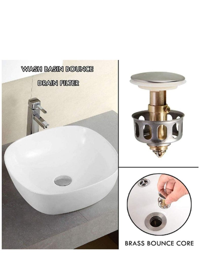SYOSI Pop Up Bathroom Sink Drain Stopper, Universal Wash Basin Bounce Drain Filter, Built-In Anti-Clogging Strainer, 304 stainless steel - Image 4