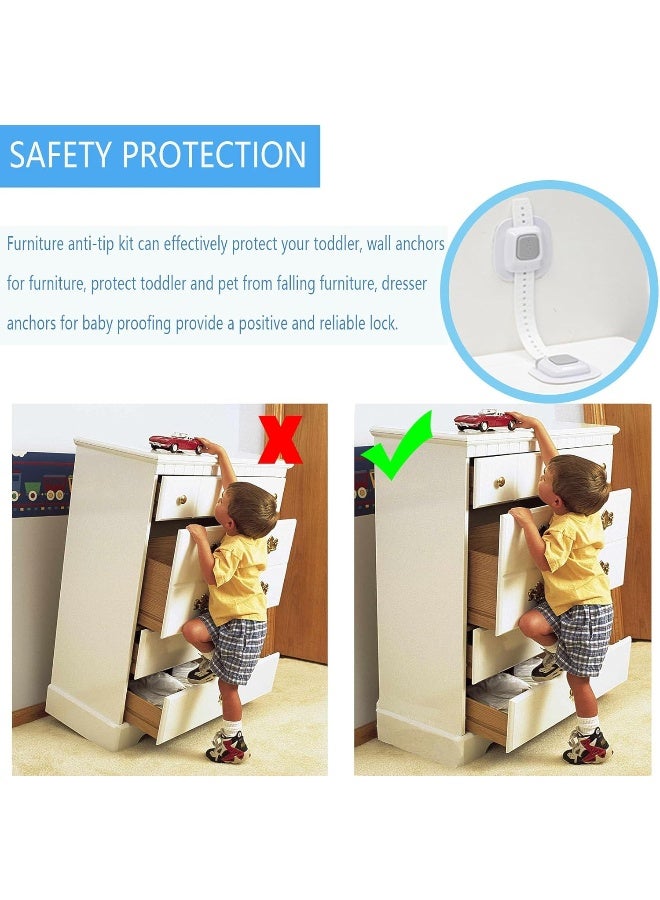 YEYA No Drill Anti tip Furniture Straps Wall Anchors for Baby proofing (2024 Upgraded 2P) - Image 3