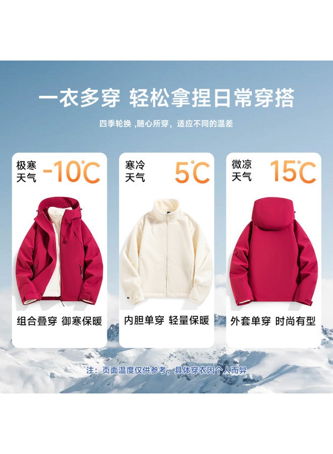 Fapai Casual Outdoor Mountain Style Women's Fleece Jacket Two-piece Set Hooded Jacket Women - Image 5