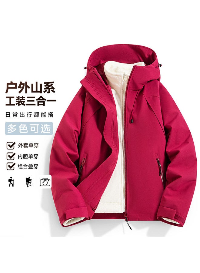Fapai Casual Outdoor Mountain Style Women's Fleece Jacket Two-piece Set Hooded Jacket Women - Image 2
