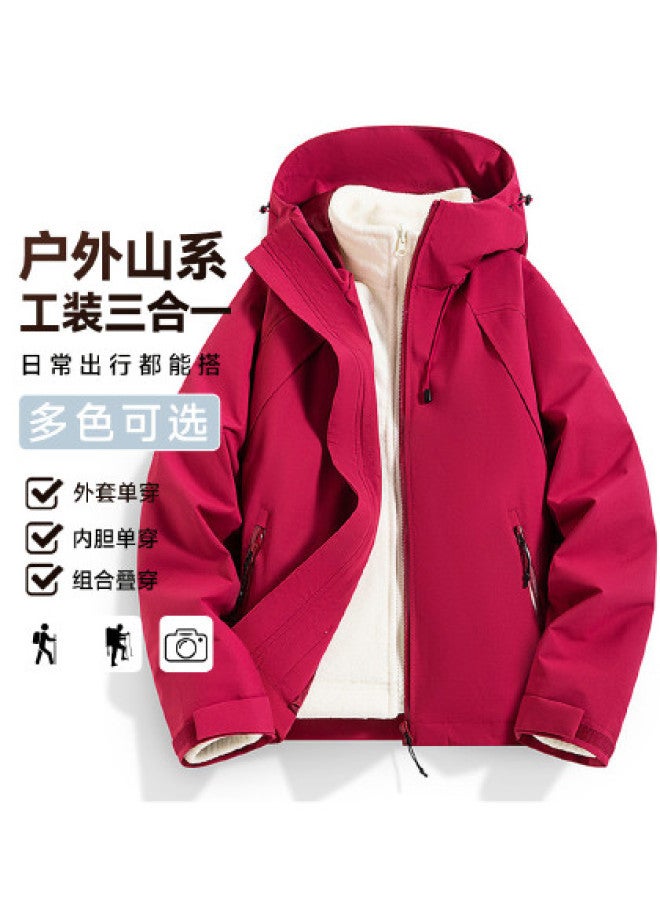 Fapai Casual Outdoor Mountain Style Women's Fleece Jacket Two-piece Set Hooded Jacket Women - Image 1