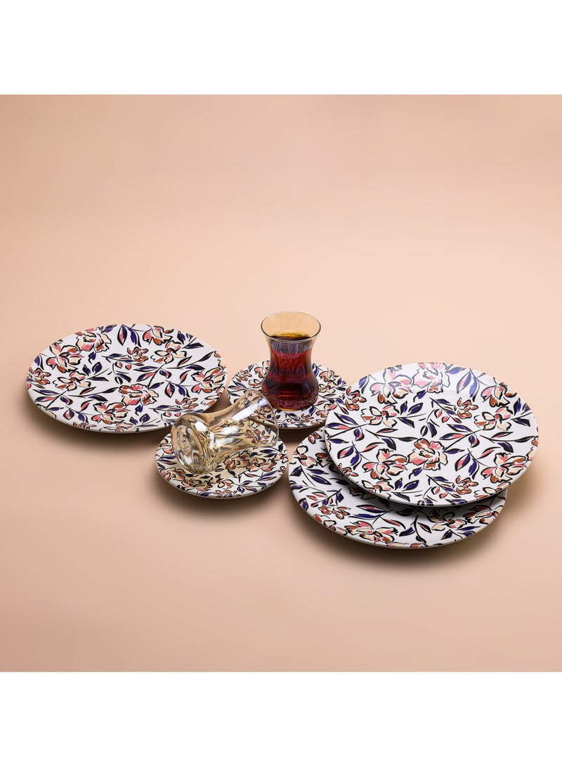 BLACKSTONE طقم شاي بورسلين هيرينسيا 18 قطعة مع طبق جانبي 6 أكواب شاي 6 صحون 6 أطباق جانبية - Image 5