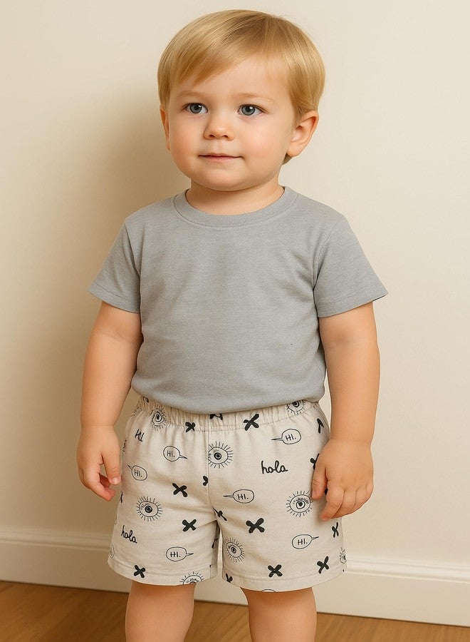 Cortica Kids' Cotton Shorts Combo Pack - Stylish & Comfortable Shorts for Boys, Girls & Kids (Pack of 3 Random Colors & Prints) Multicolour - Image 3