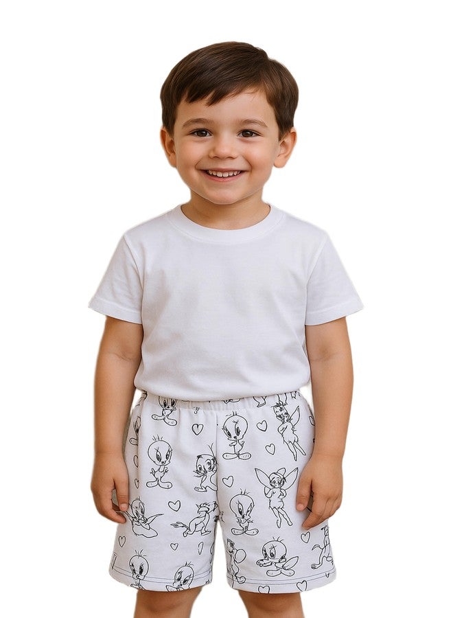 Cortica Kids' Cotton Shorts Combo Pack - Stylish & Comfortable Shorts for Boys, Girls & Kids (Pack of 3 Random Colors & Prints) Multicolour - Image 1