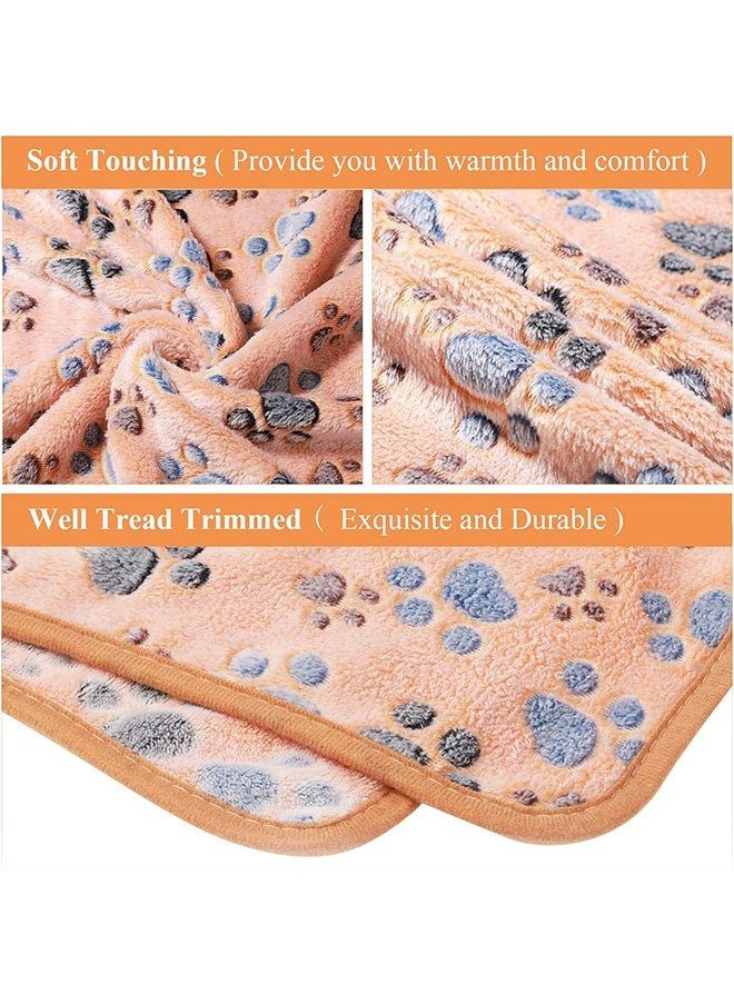Bukela Pet Blanket Dog Puppy Blanket Paw Print Fleece Blanket for Small Medium Pet Dog Cat Warm Soft Sleep Mat Liners Blanket, 4 Pcs (White, Coffee, Pink, Purple)  - Image 3