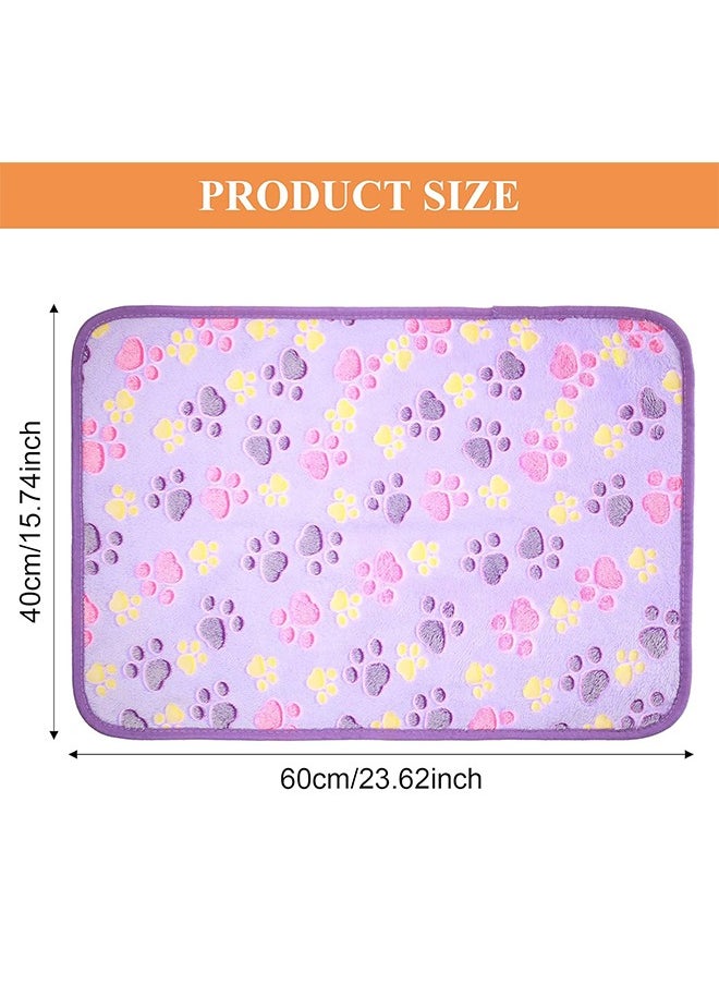 Bukela Pet Blanket Dog Puppy Blanket Paw Print Fleece Blanket for Small Medium Pet Dog Cat Warm Soft Sleep Mat Liners Blanket, 4 Pcs (White, Coffee, Pink, Purple)  - Image 4